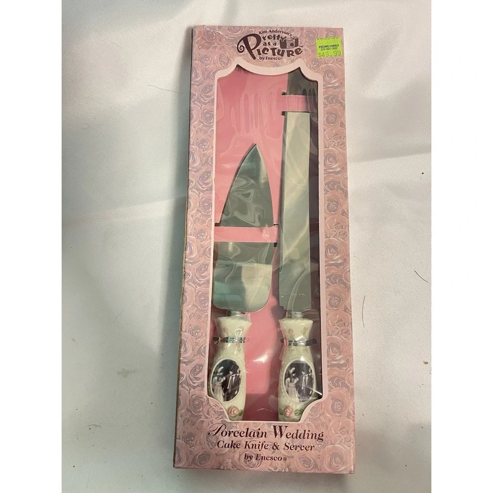 Pretty As A Picture Porcelain Wedding Cake‎ Knife & Server by Enesco New